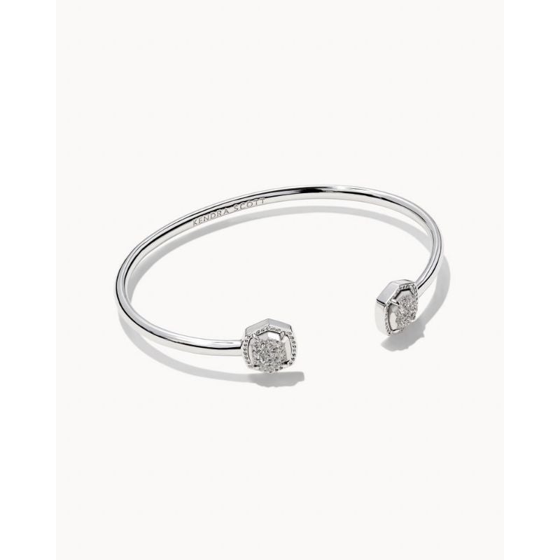 Mallory Silver Cuff Bracelet in Platinum Drusy