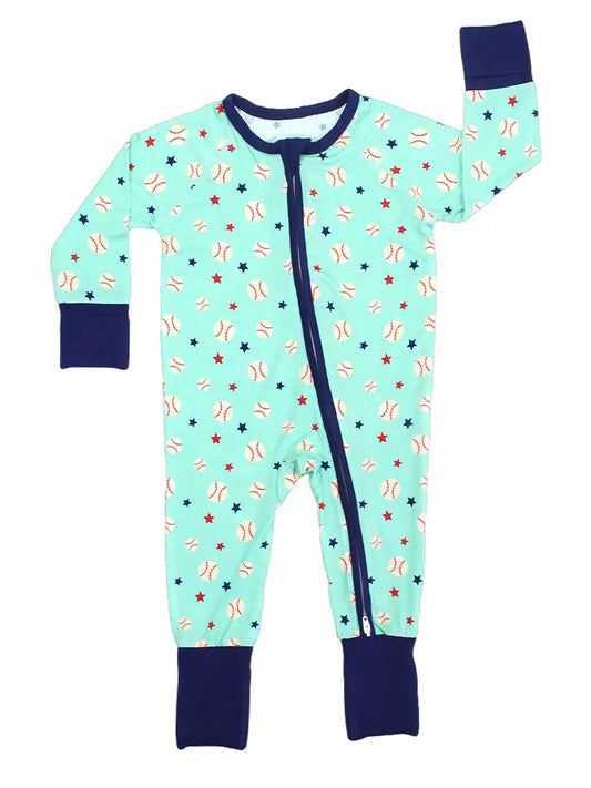 Baseball Buddies Sports Bamboo Convertible Baby Pajamas