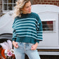 Striped Mock Neck Sweater -