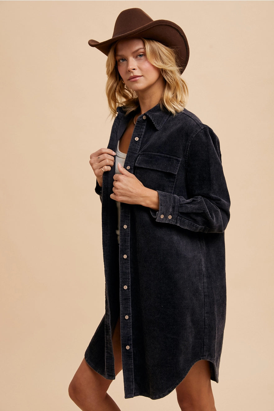 Black Corduroy Duster -