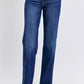 Dark Wash Mid Rise Straight Leg Jean -