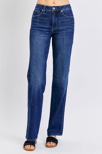 Dark Wash Mid Rise Straight Leg Jean -