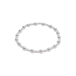 Classic Sincerity Pattern Sterling 4mm Bead Bracelet - Pearl