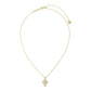 PEARL CROSS SHORT PENDANT NECKLACE GOLD WHITE PEARL