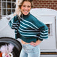 Striped Mock Neck Sweater -