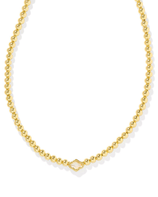 Abbie Beaded Necklace Gold Natural MOP