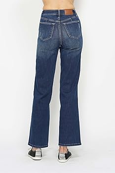 Dark Wash Mid Rise Straight Leg Jean -