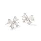 BLAIR BOW SMALL STUD EARRINGS SILVER IRIDESCENT DRUSY