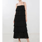 Ruffled Down Black Dress -