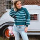 Striped Mock Neck Sweater -