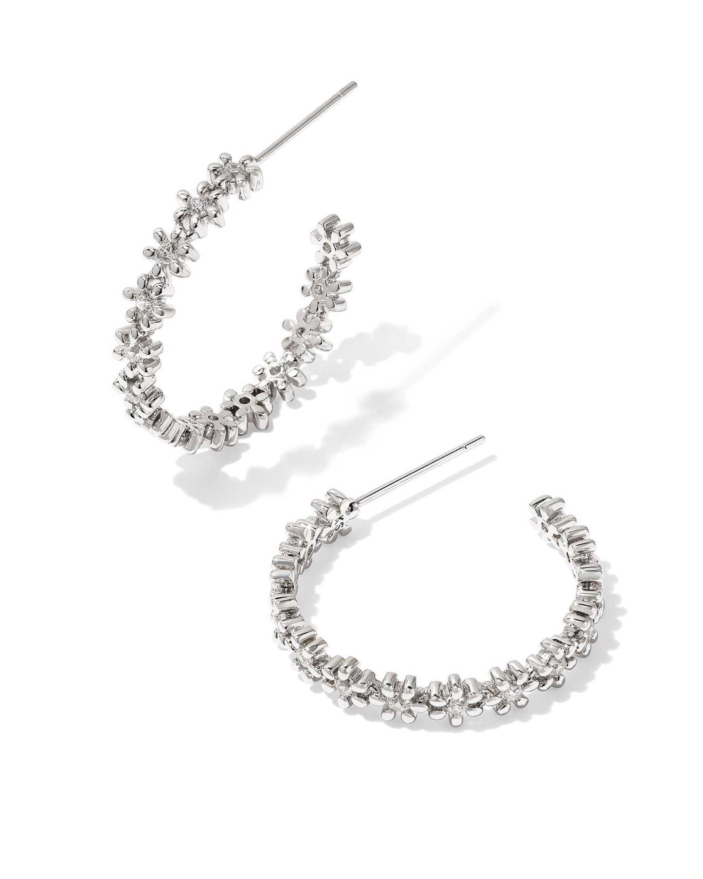 NYDIA HOOP EARRINGS IN SILVER WHITE CRYSTAL