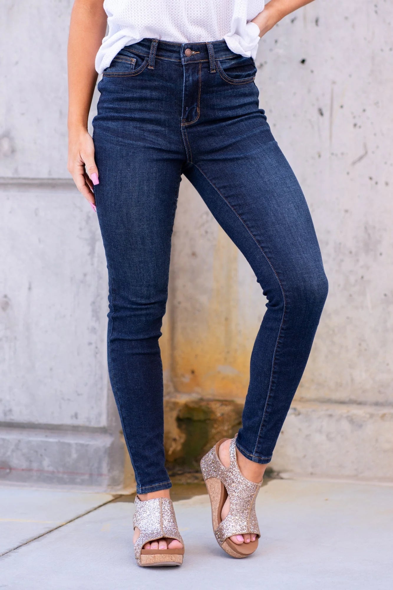 Dark Wash High Waist Skinny Jeans Core Style 82253