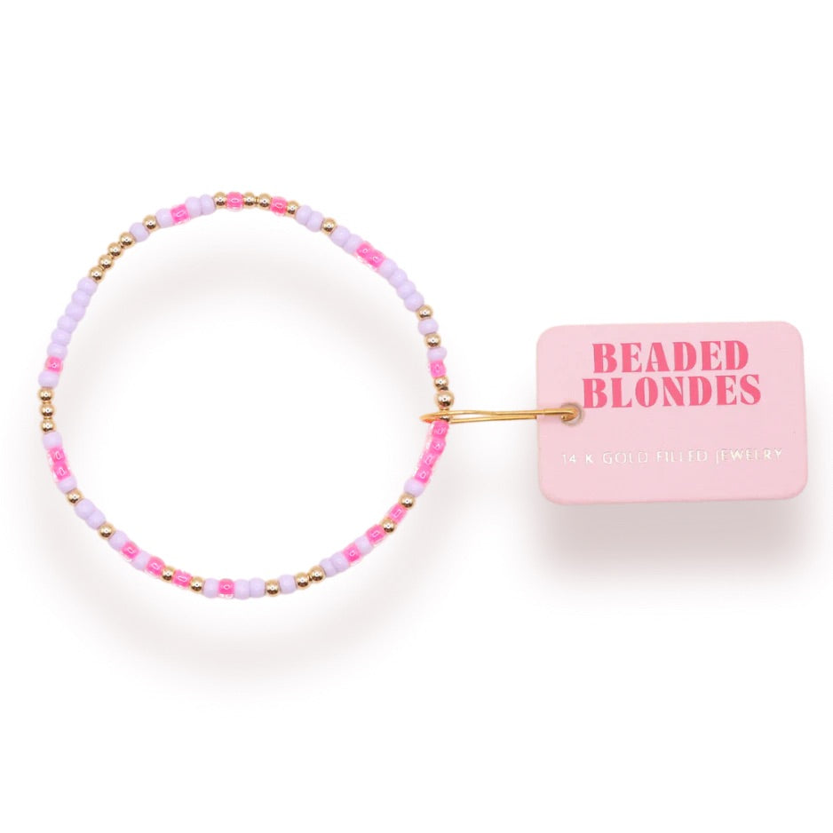 Hot Pink and Lilac Sprinkle BB Bracelet Standard Size