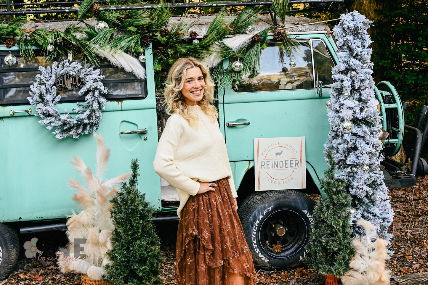 Brown Embellished Lace Hem Skirt