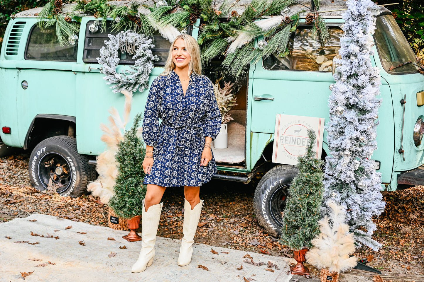 Natalie Navy Embroidered Dress