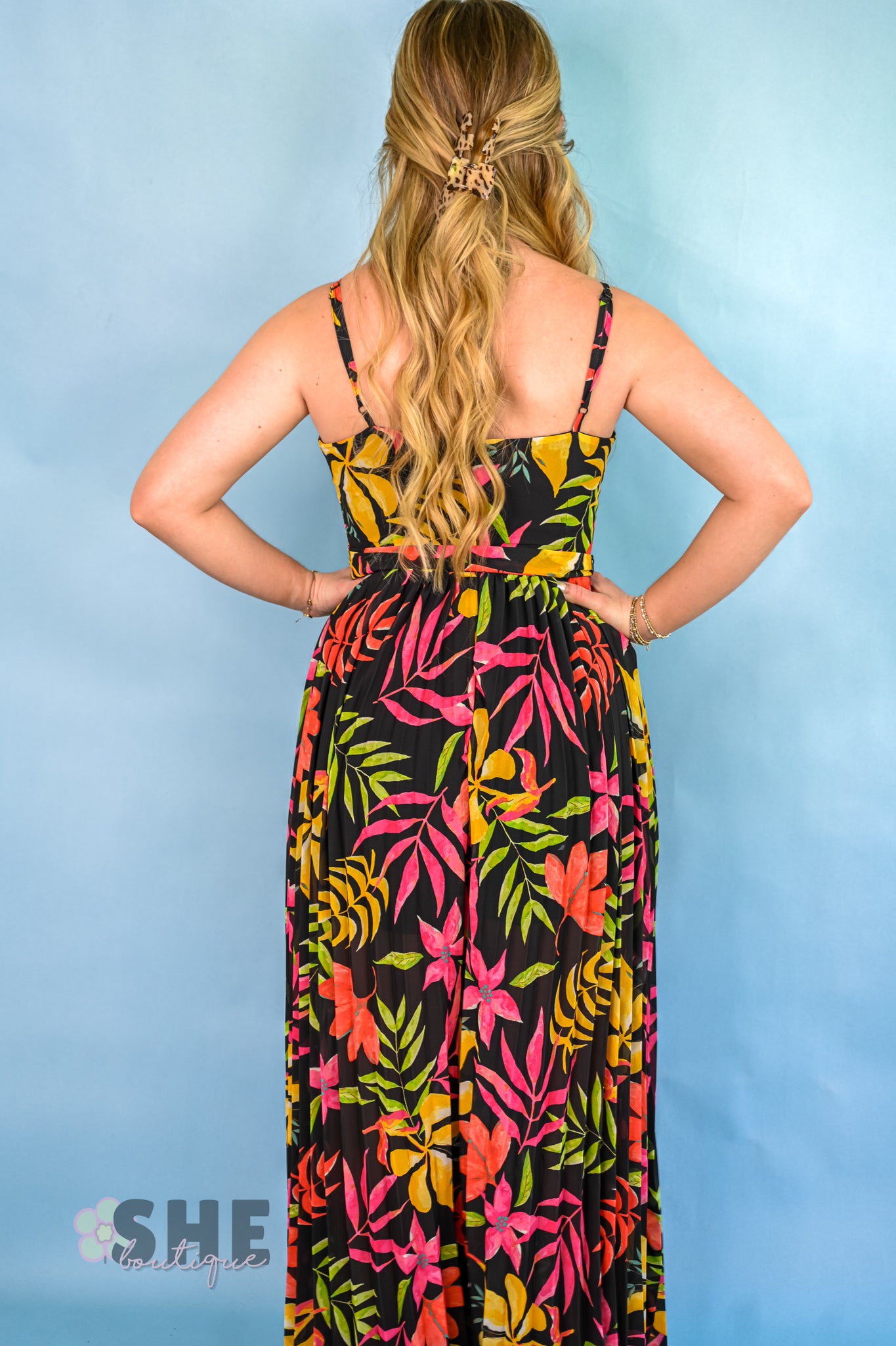 Midnight Tropics Pleated Jumpsuit -