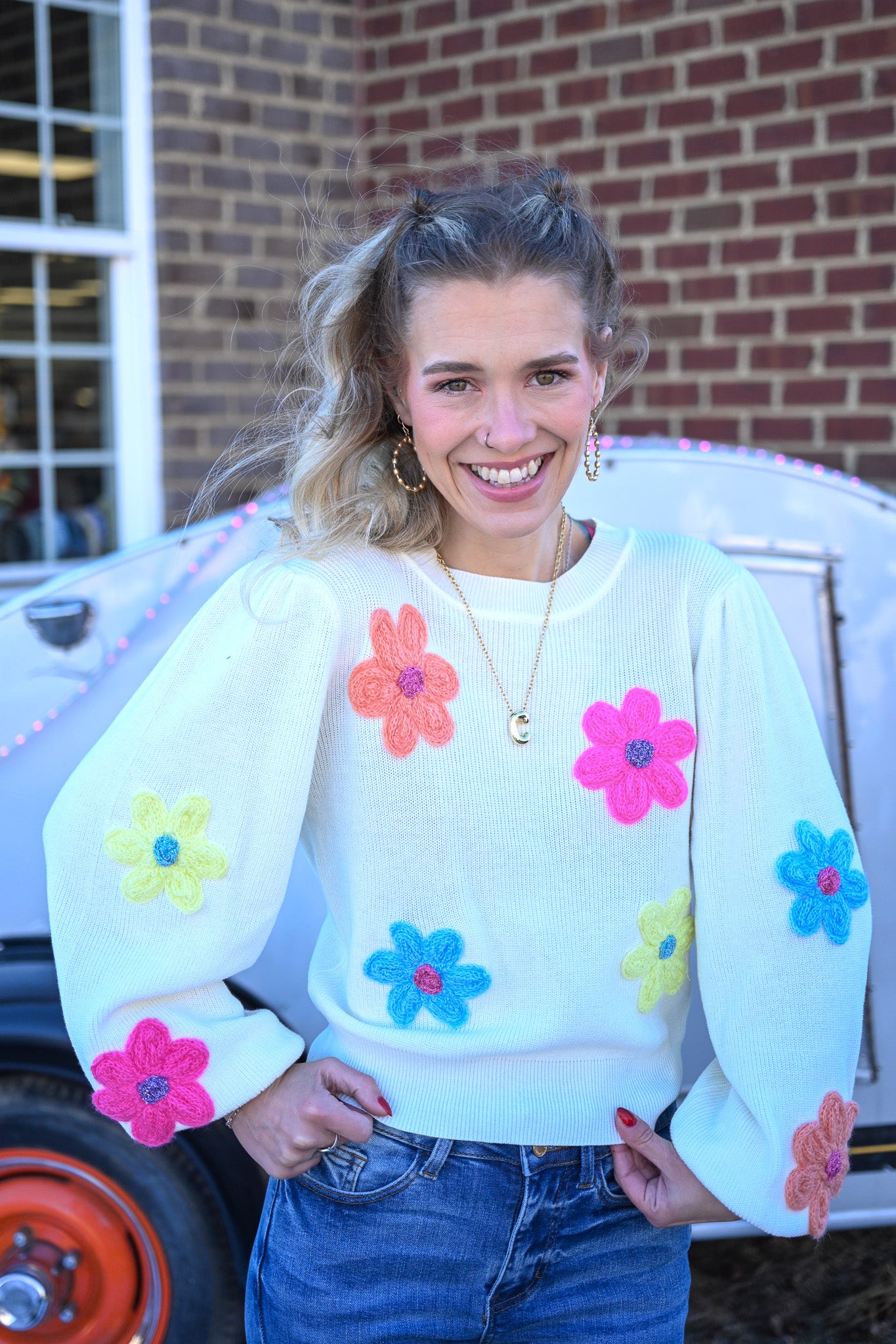 Too Limited Flower Sweater -