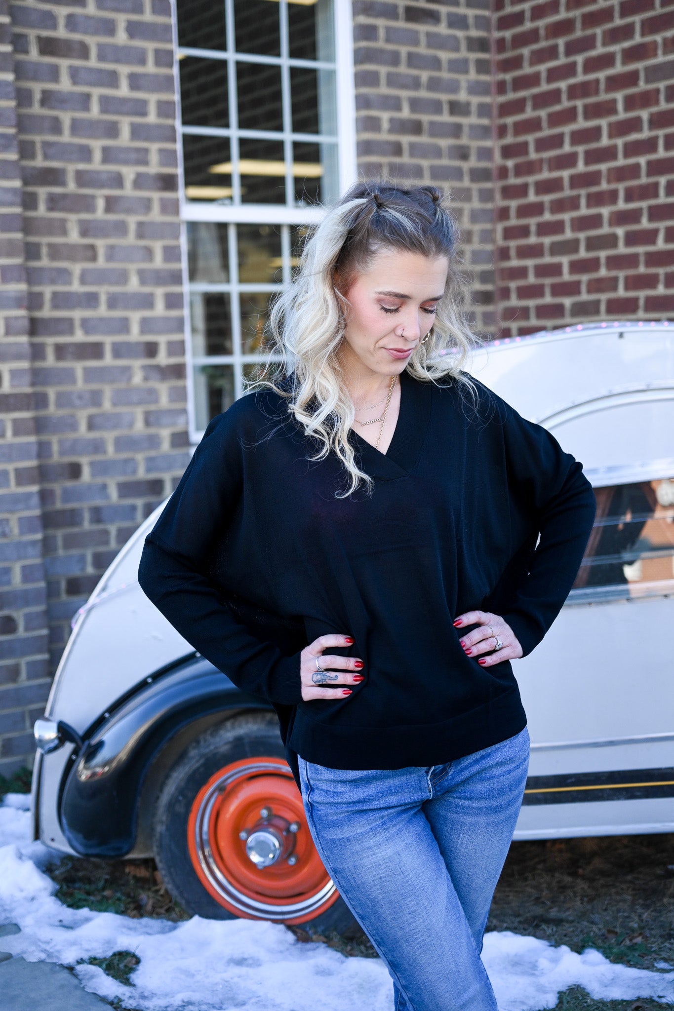 Barely There Black Long Sleeve Top -