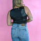 Leather Tank Bodysuit - Black -