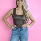 Leather Tank Bodysuit - Mocha -