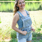 High Waist Destroy Short Overalls -