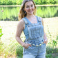 High Waist Destroy Short Overalls -