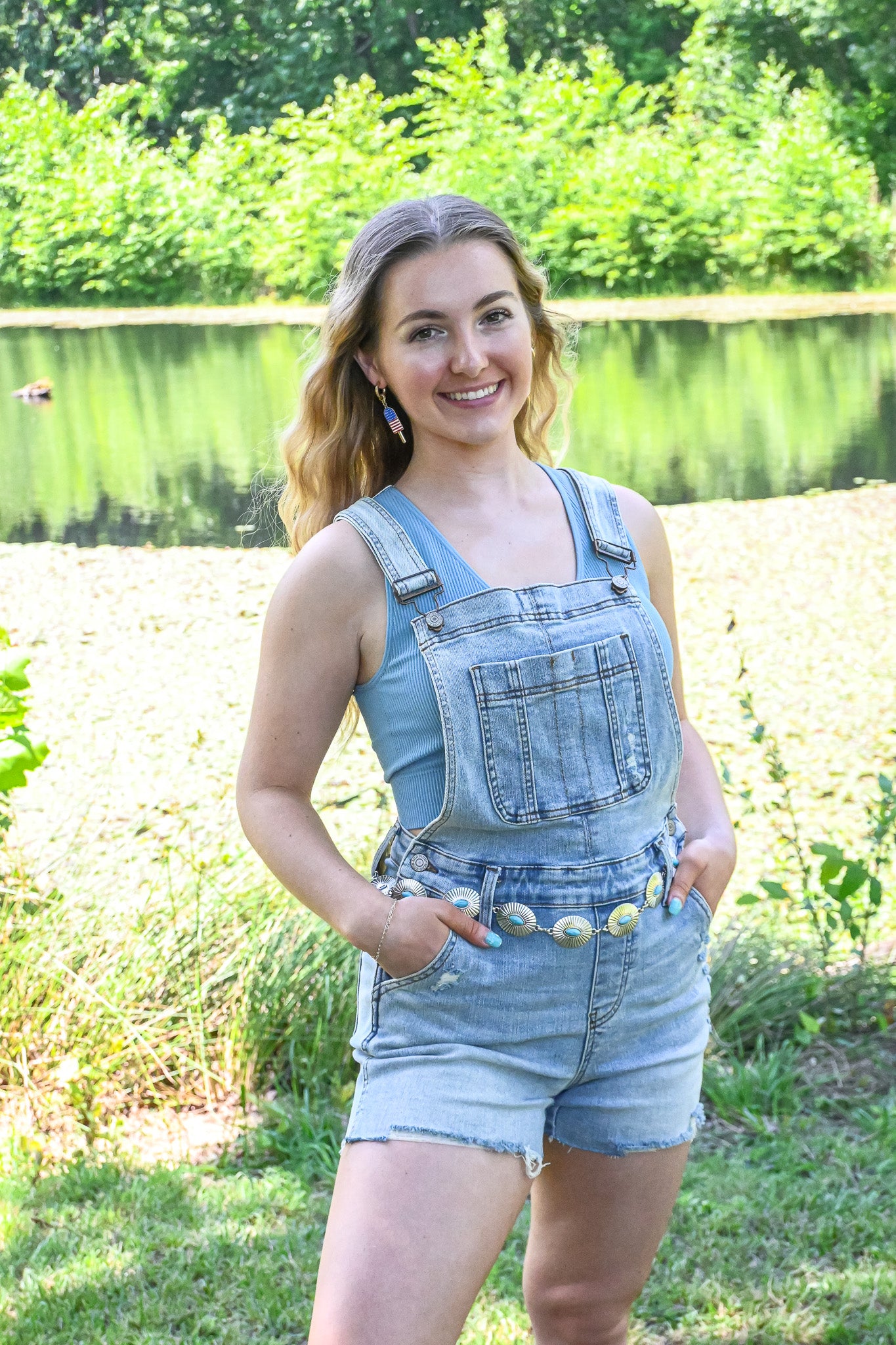 High Waist Destroy Short Overalls -