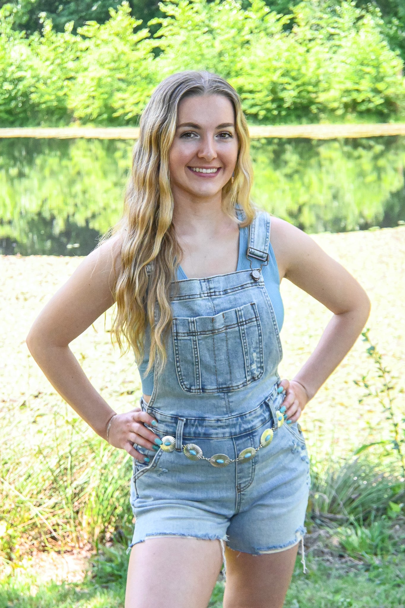 High Waist Destroy Short Overalls -