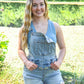 High Waist Destroy Short Overalls -