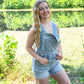 High Waist Destroy Short Overalls -