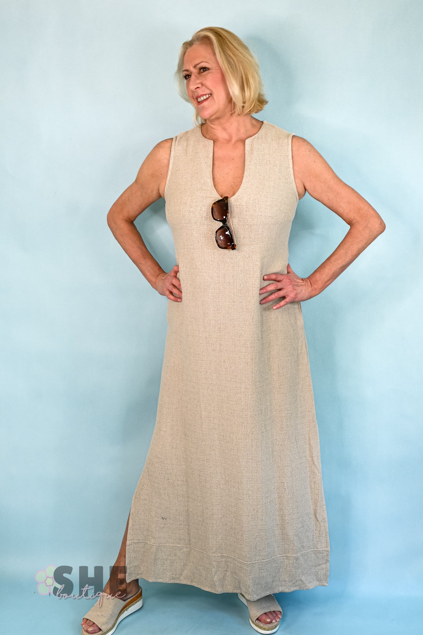 Sandy Shores Long Linen Dress -