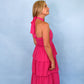 Hot Pink Ruffle Halter Dress -