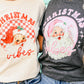 Pink Christmas Vibes Dark Grey Tee -