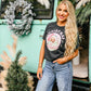 Pink Christmas Vibes Dark Grey Tee -