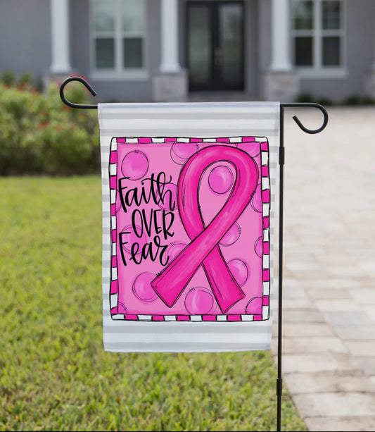 Faith Over Fear Breast Cancer Flag