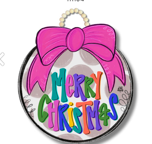 Pink Merry Christmas Door Sign