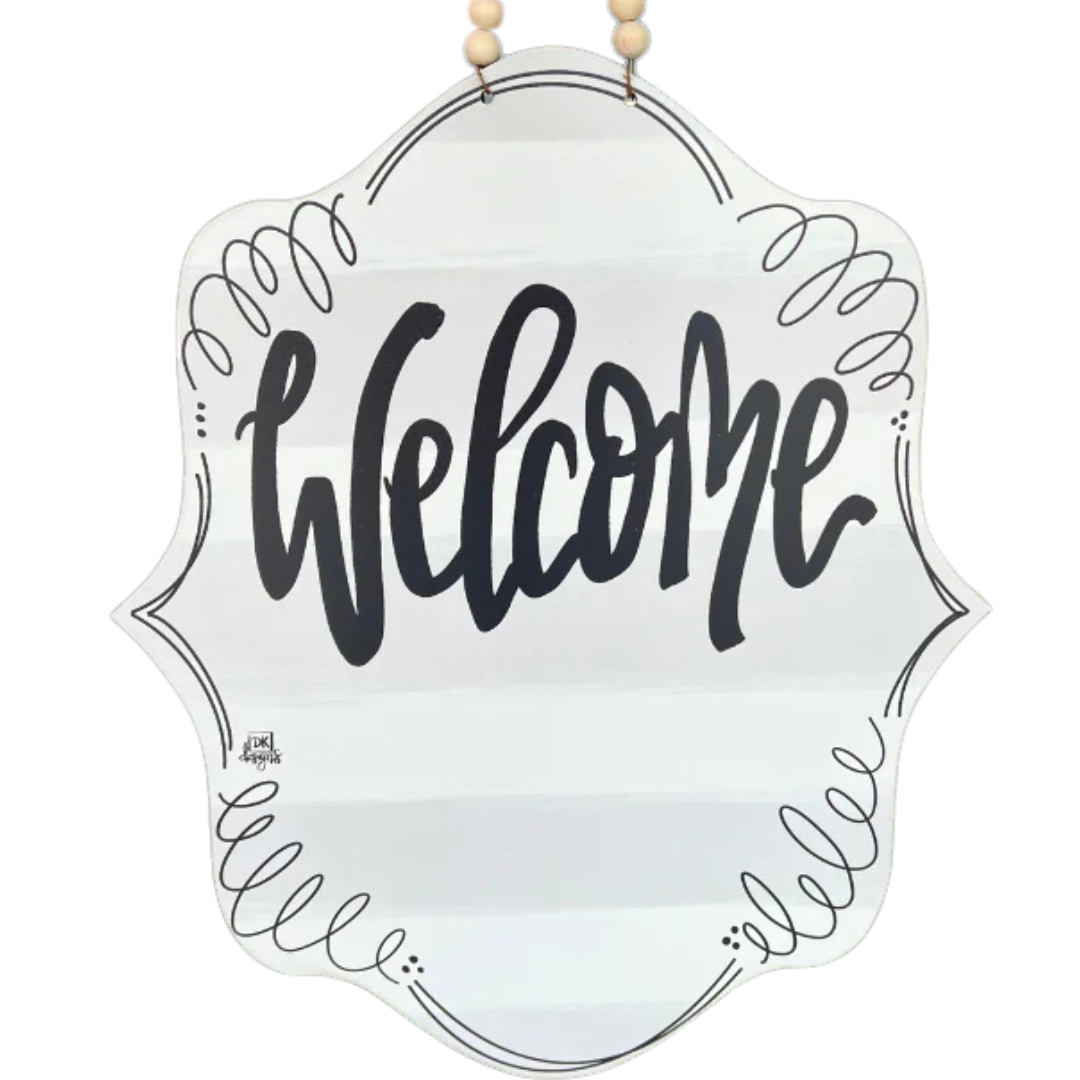 Grey Striped Welcome Insert Sign