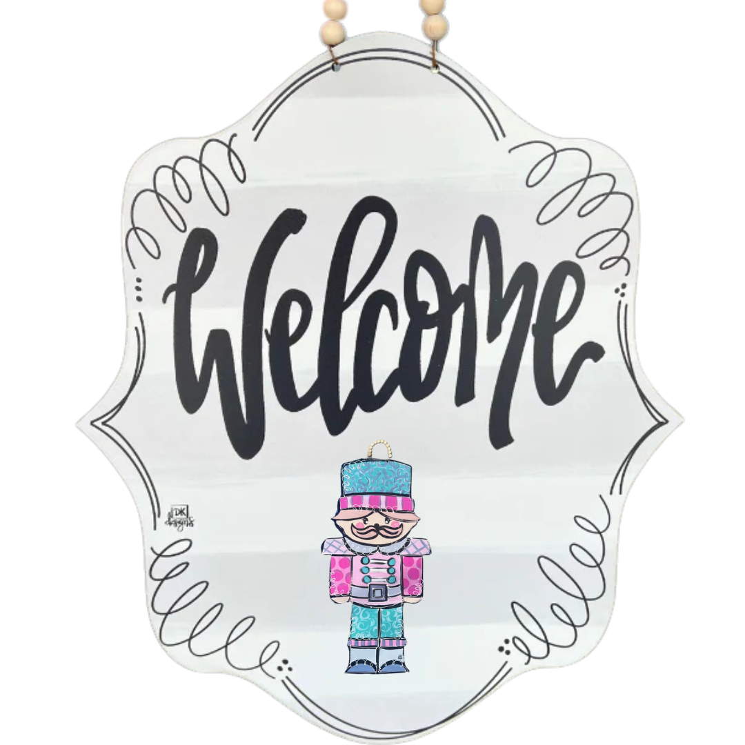 Grey Striped Welcome Insert Sign