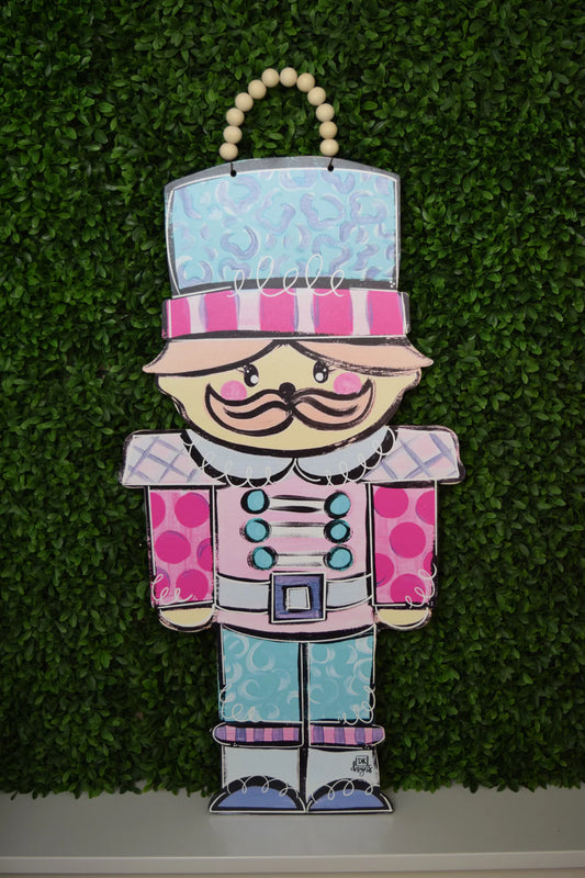 Pink and Teal Nutcracker Door Sign