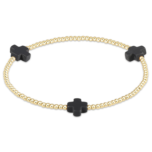 Black 2mm Gold Signature Cross