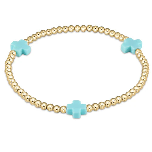 Extends Signature Cross Gold 3mm Turquoise