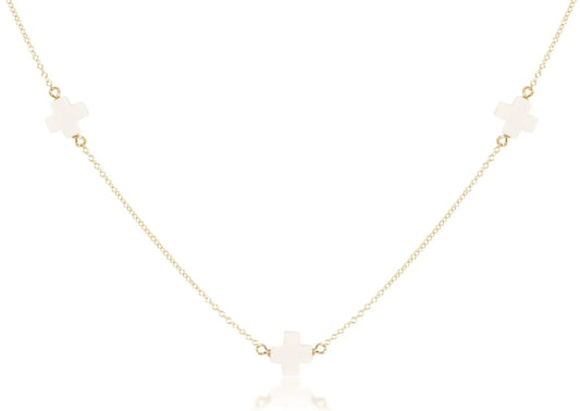 17'' Simplicity Choker Necklace - Signature Off White Cross