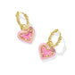 Ari Heart Enamel Framed Huggie - Gold Pink Glitter