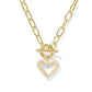 Ari Heart Enamel Gold Chain Ivory MOP