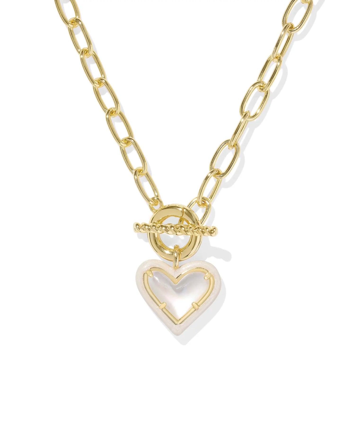 Ari Heart Enamel Gold Chain Ivory MOP