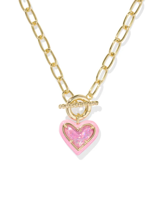 Haisley Heart Enamel Blush Rhod Necklace