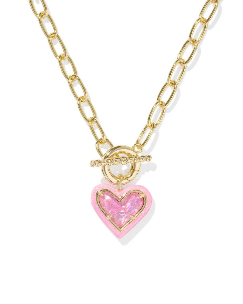 Ari Heart Enamel Gold Chain Blush MOP