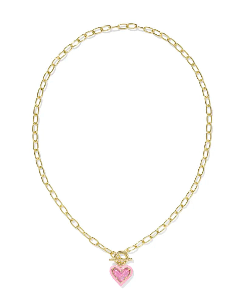 Haisley Heart Enamel Blush Rhod Necklace