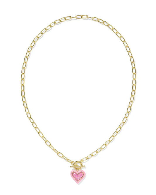 Haisley Heart Enamel Blush Rhod Necklace