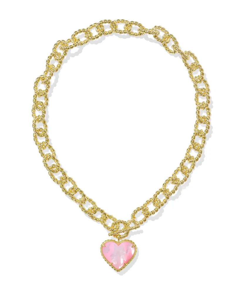 Haisley Heart Statement Necklace - Gold Blush